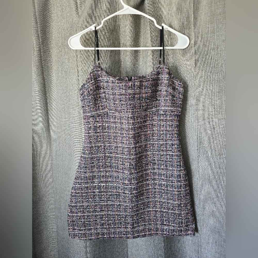 Honey Punch Tweed A Line Mini Dress Size M Spaghetti Straps